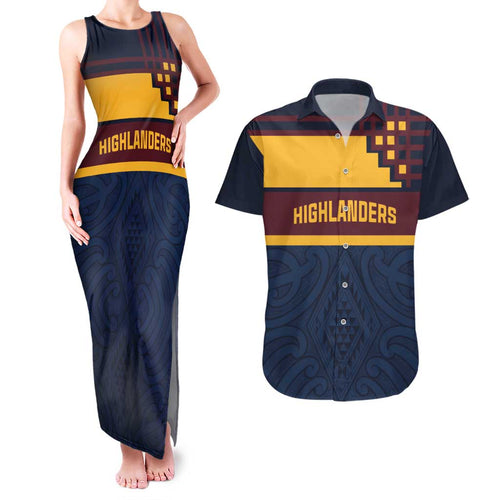 New Zealand Rugby Pacific Custom Couples Matching Tank Maxi Dress and Hawaiian Shirt Kahupeka Retro 2025 Taniko Motif