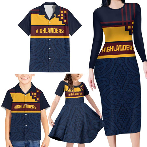 New Zealand Rugby Pacific Custom Family Matching Long Sleeve Bodycon Dress and Hawaiian Shirt Kahupeka Retro 2025 Taniko Motif