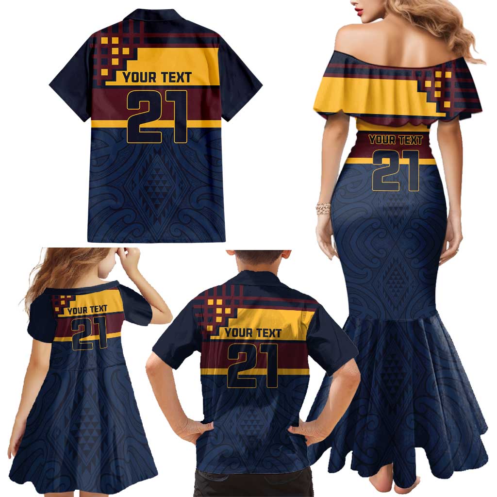 New Zealand Rugby Pacific Custom Family Matching Mermaid Dress and Hawaiian Shirt Kahupeka Retro 2025 Taniko Motif