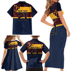 New Zealand Rugby Pacific Custom Family Matching Short Sleeve Bodycon Dress and Hawaiian Shirt Kahupeka Retro 2025 Taniko Motif