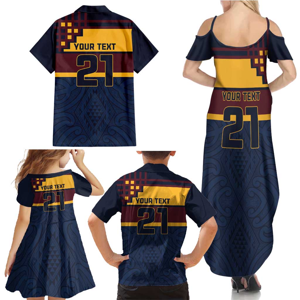 New Zealand Rugby Pacific Custom Family Matching Summer Maxi Dress and Hawaiian Shirt Kahupeka Retro 2025 Taniko Motif