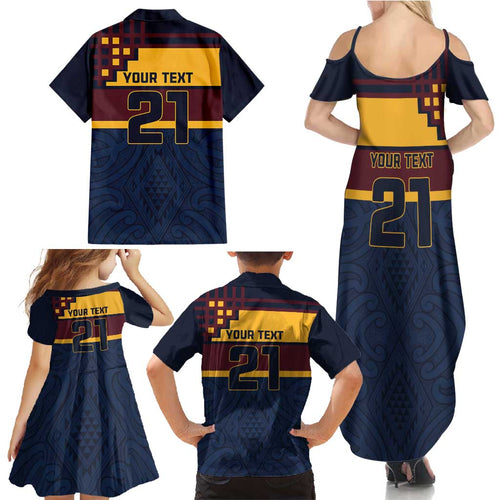 New Zealand Rugby Pacific Custom Family Matching Summer Maxi Dress and Hawaiian Shirt Kahupeka Retro 2025 Taniko Motif
