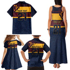 New Zealand Rugby Pacific Custom Family Matching Tank Maxi Dress and Hawaiian Shirt Kahupeka Retro 2025 Taniko Motif