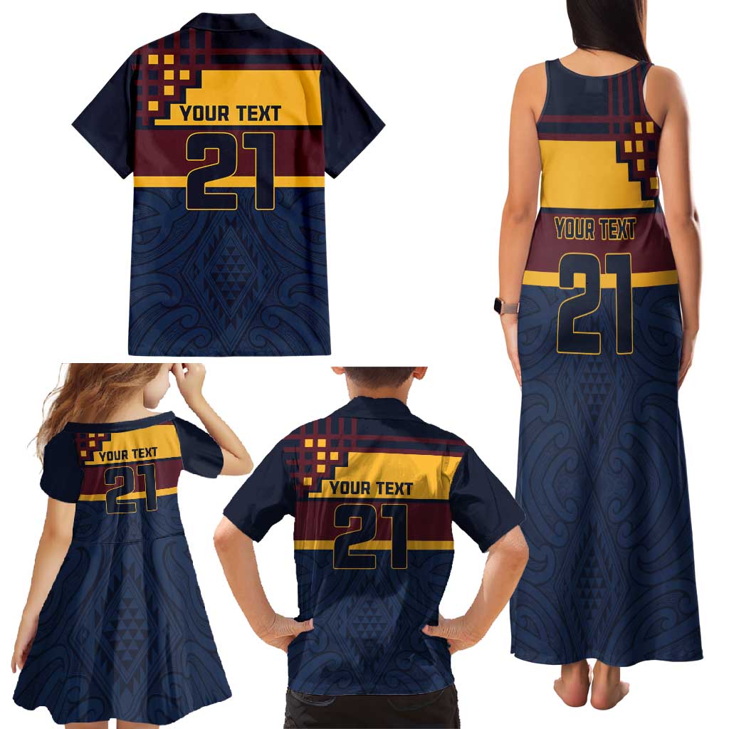 New Zealand Rugby Pacific Custom Family Matching Tank Maxi Dress and Hawaiian Shirt Kahupeka Retro 2025 Taniko Motif