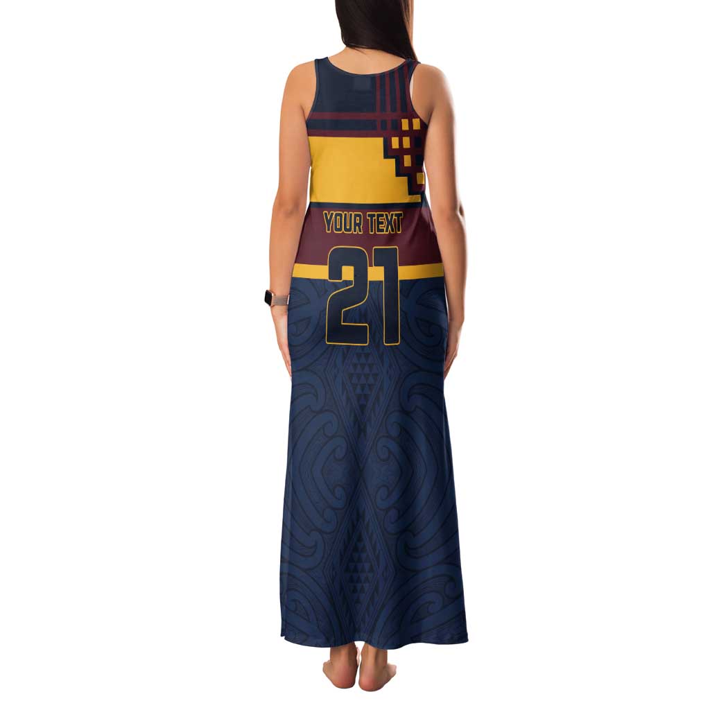 New Zealand Rugby Pacific Custom Family Matching Tank Maxi Dress and Hawaiian Shirt Kahupeka Retro 2025 Taniko Motif