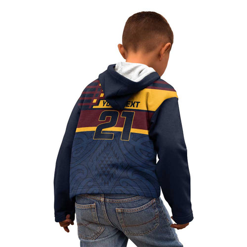 New Zealand Rugby Pacific Custom Kid Hoodie Kahupeka Retro 2025 Taniko Motif