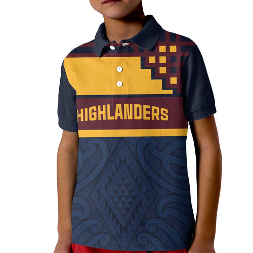 New Zealand Rugby Pacific Custom Kid Polo Shirt Kahupeka Retro 2025 Taniko Motif
