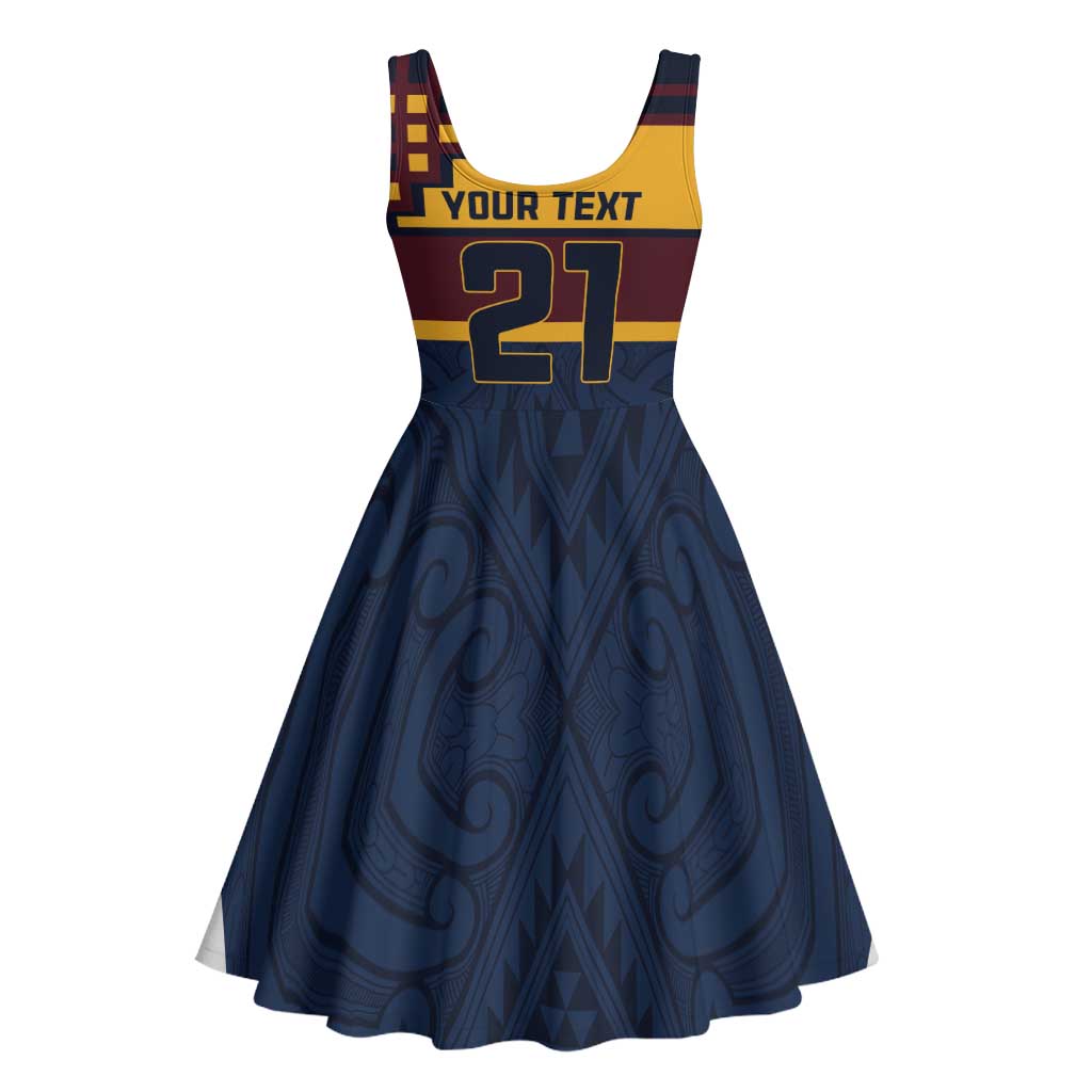 New Zealand Rugby Pacific Custom Midi Dress Kahupeka Retro 2025 Taniko Motif - Aussie Hoodie