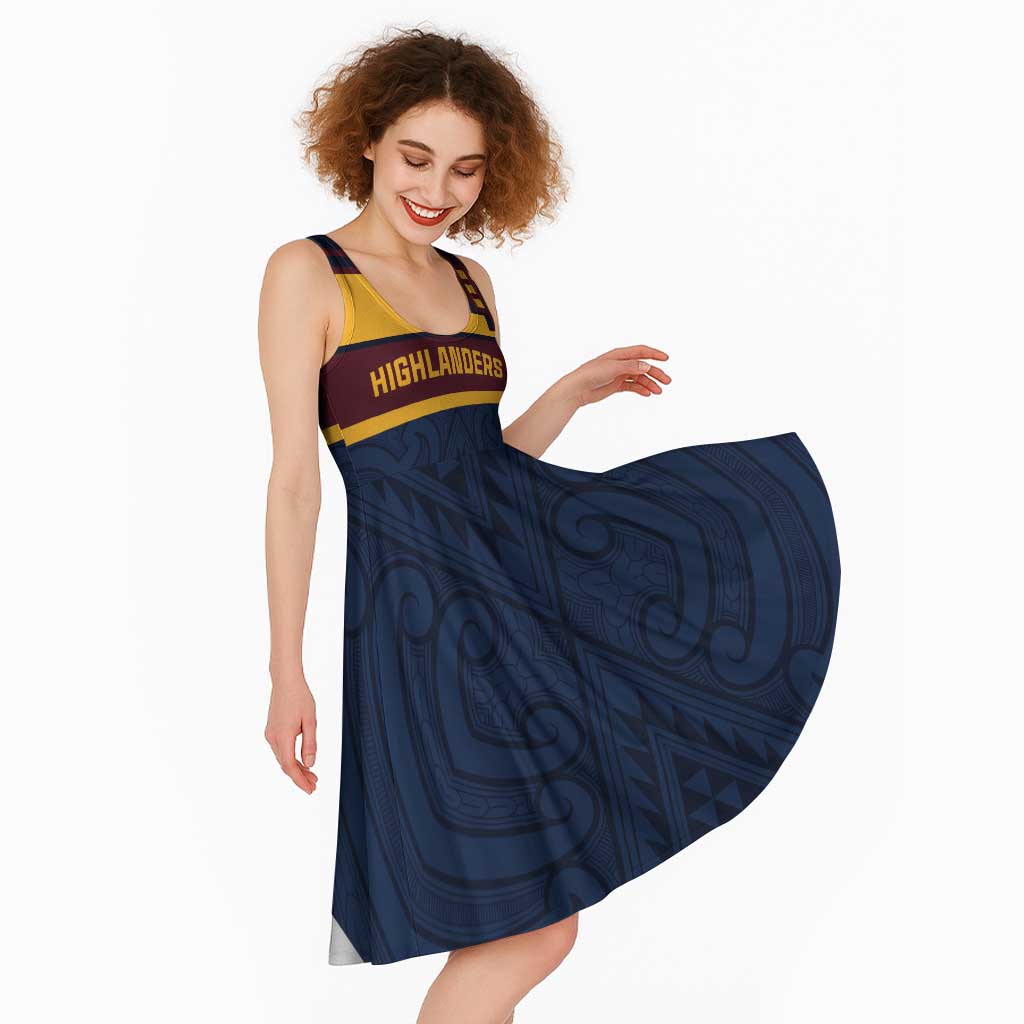 New Zealand Rugby Pacific Custom Midi Dress Kahupeka Retro 2025 Taniko Motif - Aussie Hoodie