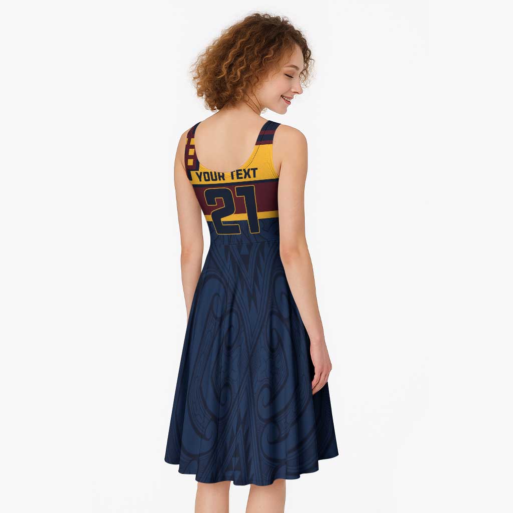 New Zealand Rugby Pacific Custom Midi Dress Kahupeka Retro 2025 Taniko Motif - Aussie Hoodie