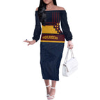 New Zealand Rugby Pacific Custom Off The Shoulder Long Sleeve Dress Kahupeka Retro 2025 Taniko Motif