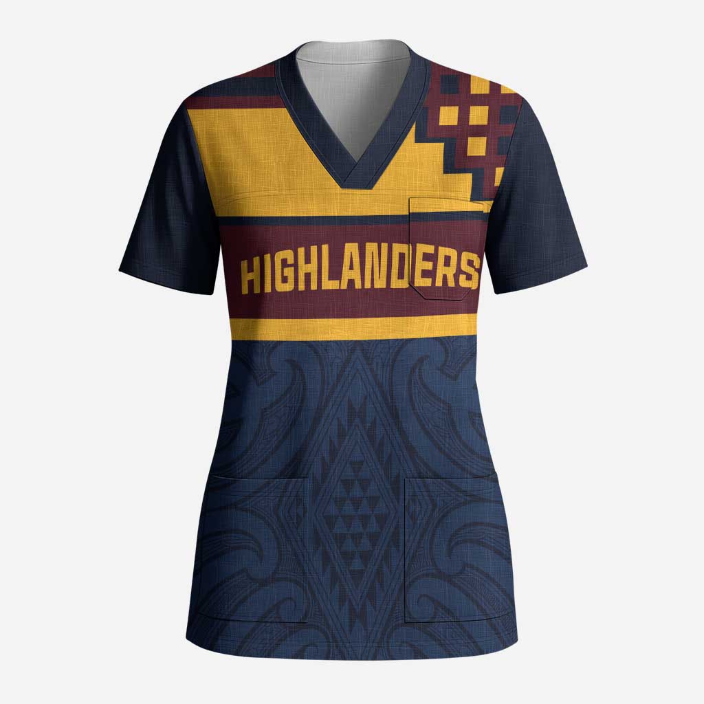 New Zealand Rugby Pacific Custom Scrub Top Kahupeka Retro 2025 Taniko Motif - Aussie Hoodie