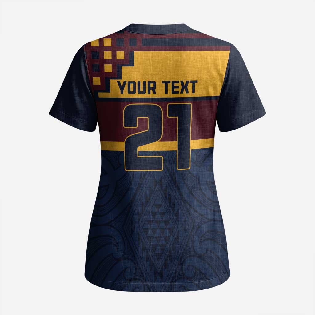 New Zealand Rugby Pacific Custom Scrub Top Kahupeka Retro 2025 Taniko Motif - Aussie Hoodie