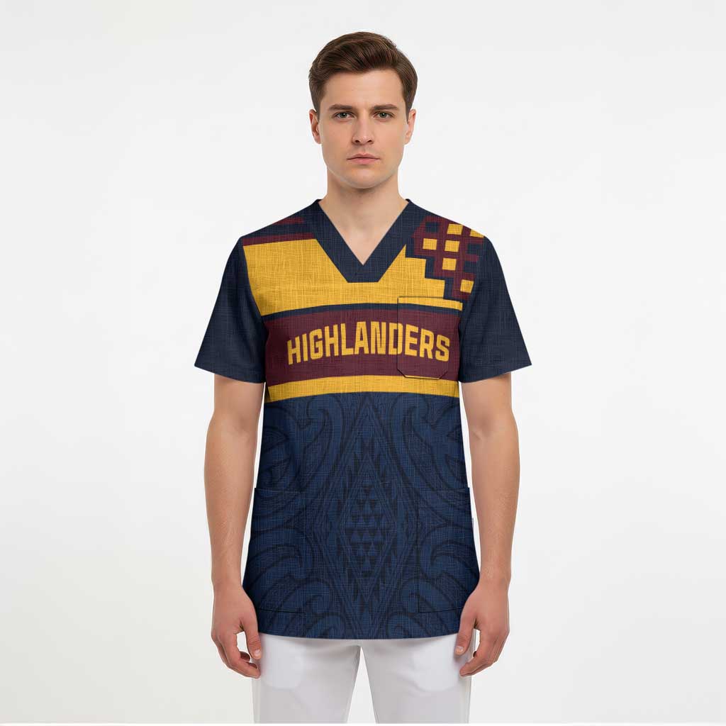 New Zealand Rugby Pacific Custom Scrub Top Kahupeka Retro 2025 Taniko Motif - Aussie Hoodie