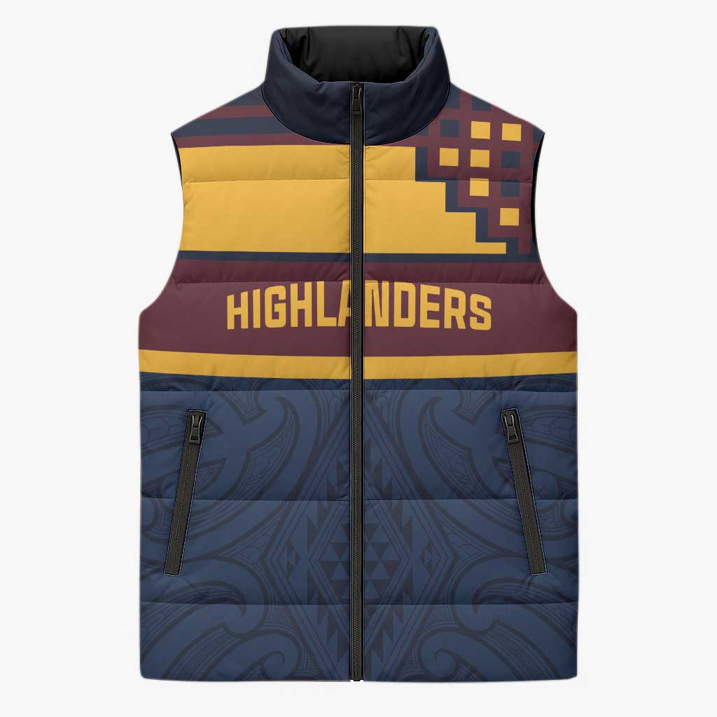 New Zealand Rugby Pacific Custom Sleeveless Puffer Jacket Kahupeka Retro 2025 Taniko Motif - Aussie Hoodie