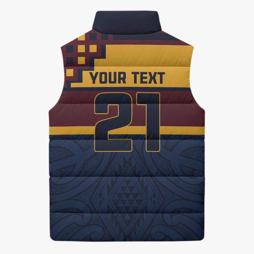 New Zealand Rugby Pacific Custom Sleeveless Puffer Jacket Kahupeka Retro 2025 Taniko Motif - Aussie Hoodie