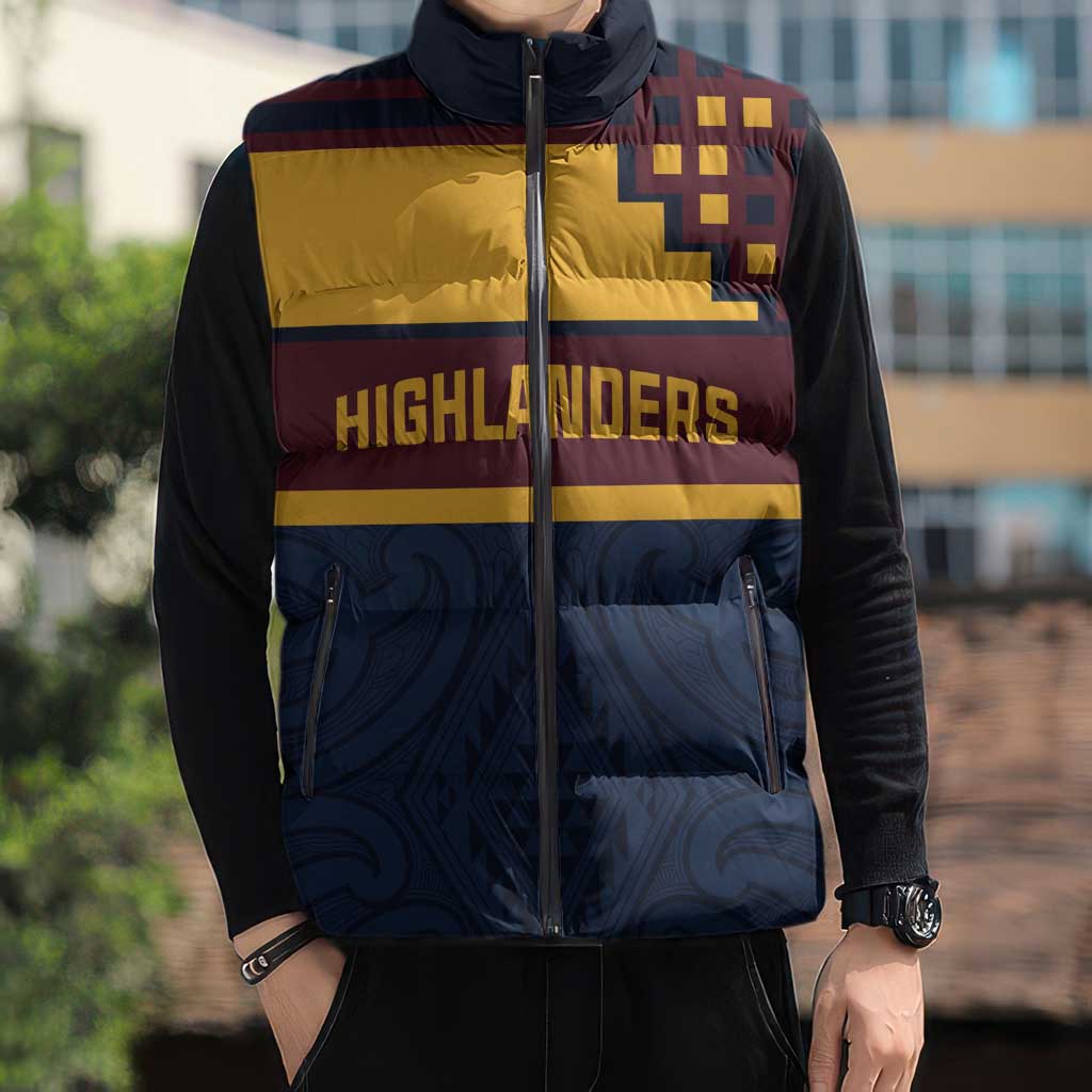 New Zealand Rugby Pacific Custom Sleeveless Puffer Jacket Kahupeka Retro 2025 Taniko Motif - Aussie Hoodie