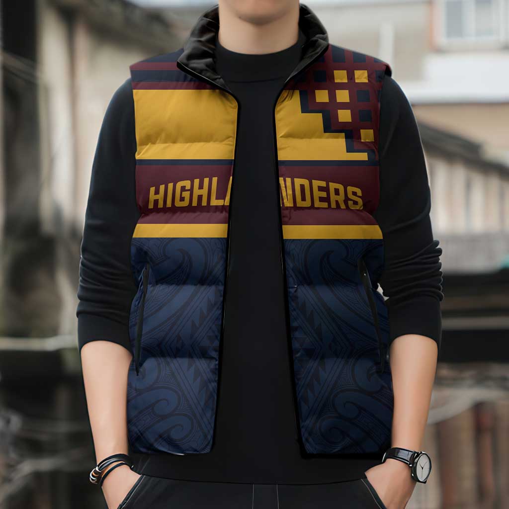 New Zealand Rugby Pacific Custom Sleeveless Puffer Jacket Kahupeka Retro 2025 Taniko Motif - Aussie Hoodie