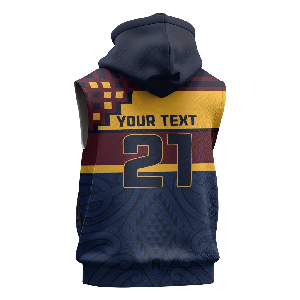 New Zealand Rugby Pacific Custom Sleeveless Zip Hoodie Kahupeka Retro 2025 Taniko Motif LT9