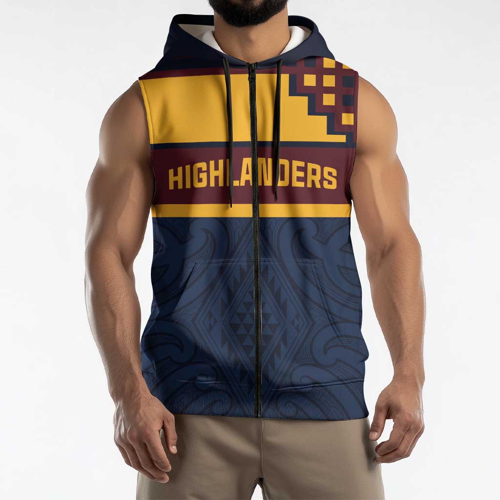 New Zealand Rugby Pacific Custom Sleeveless Zip Hoodie Kahupeka Retro 2025 Taniko Motif LT9