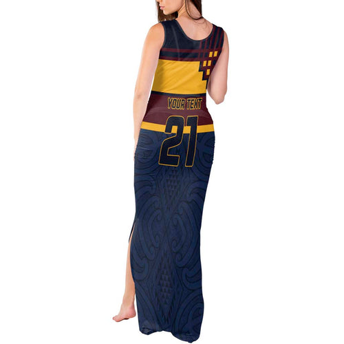 New Zealand Rugby Pacific Custom Tank Maxi Dress Kahupeka Retro 2025 Taniko Motif