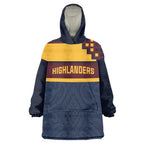 New Zealand Rugby Pacific Custom Wearable Blanket Hoodie Kahupeka Retro 2025 Taniko Motif