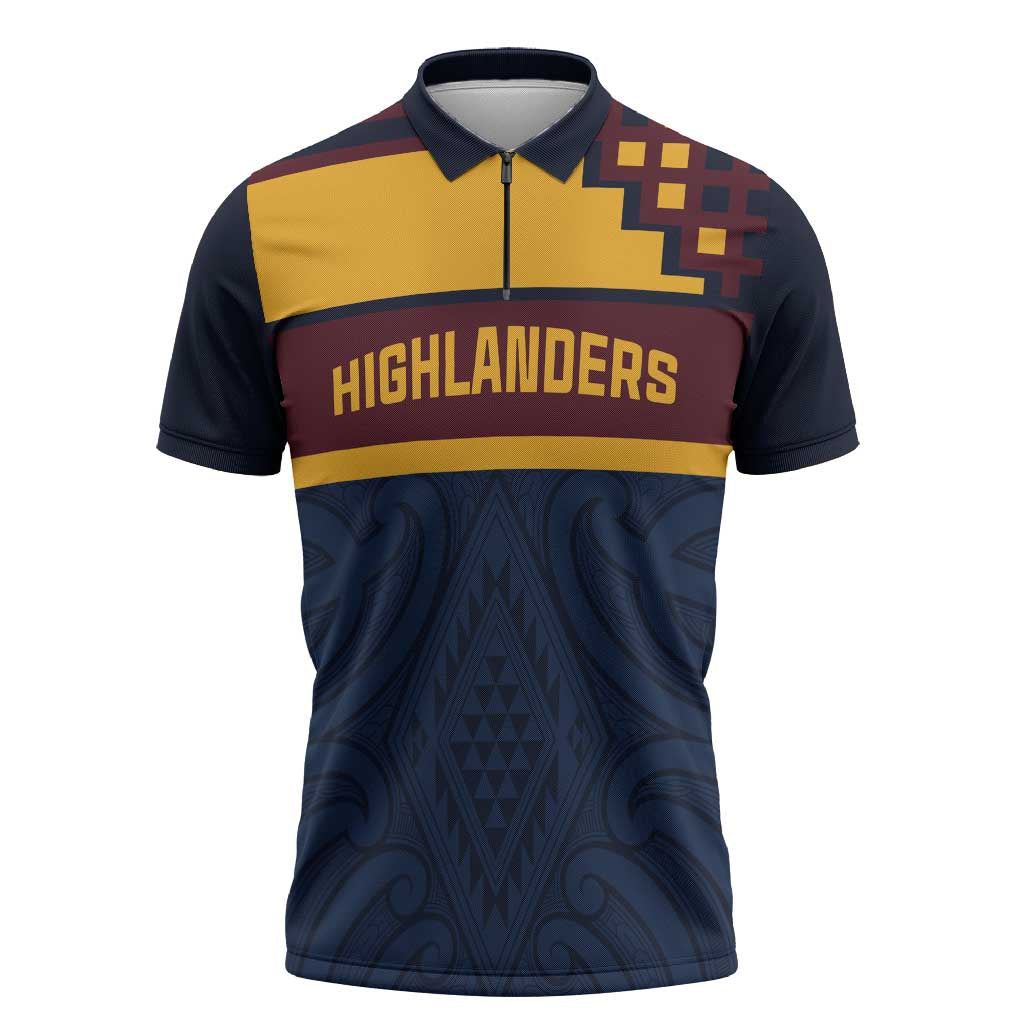 New Zealand Rugby Pacific Custom Zipper Polo Shirt Kahupeka Retro 2025 Taniko Motif - Aussie Hoodie