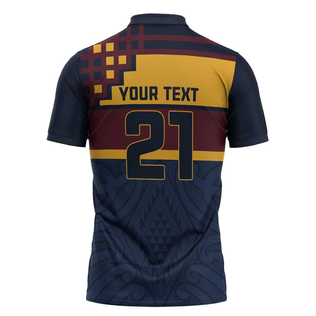 New Zealand Rugby Pacific Custom Zipper Polo Shirt Kahupeka Retro 2025 Taniko Motif - Aussie Hoodie