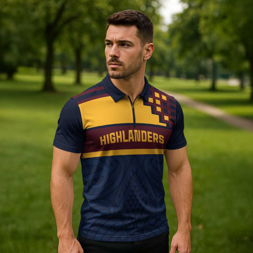 New Zealand Rugby Pacific Custom Zipper Polo Shirt Kahupeka Retro 2025 Taniko Motif - Aussie Hoodie