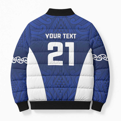 New Zealand Rugby Pacific Custom Bomber Puffer Jacket Kahurangi Auckland All Blue - Aussie Hoodie