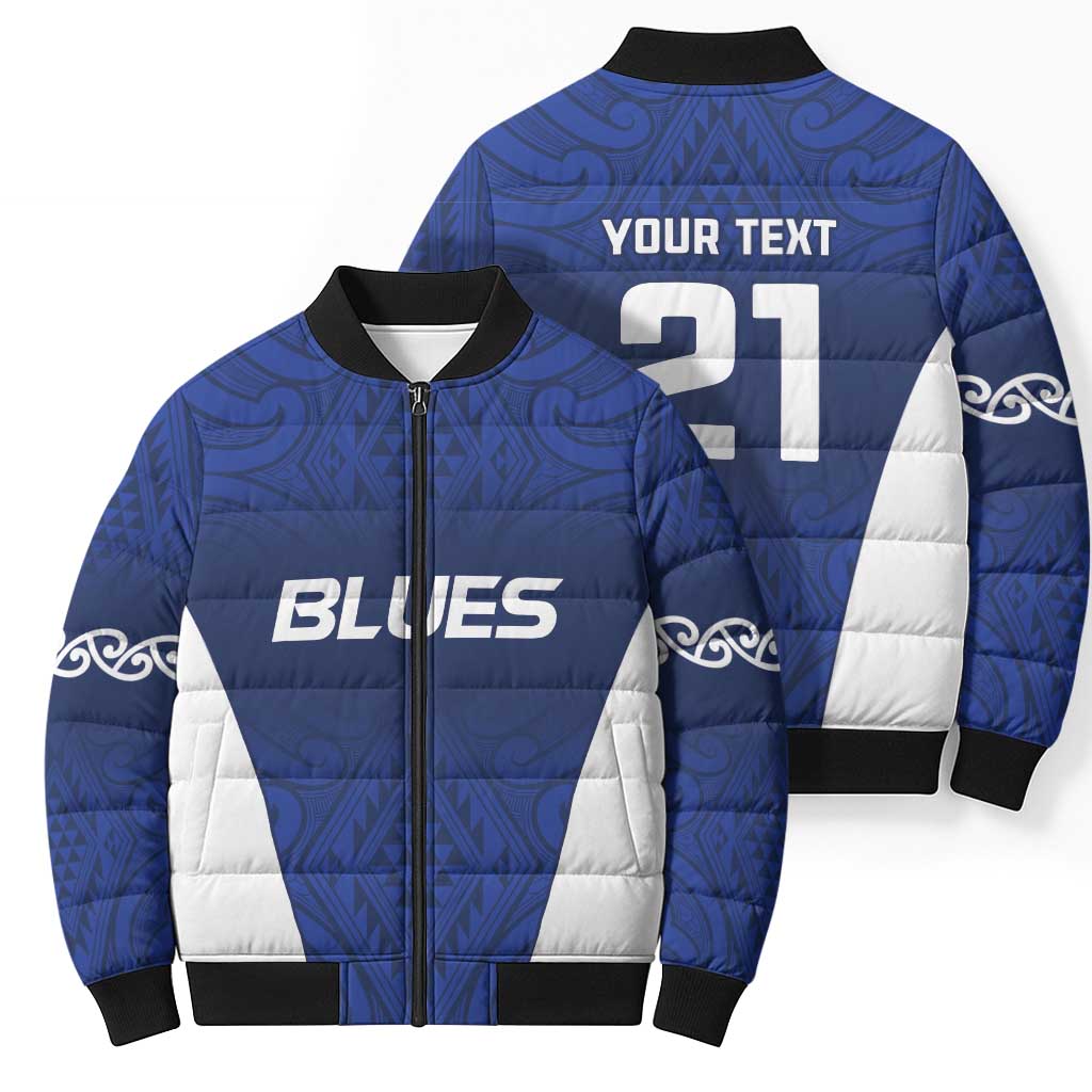 New Zealand Rugby Pacific Custom Bomber Puffer Jacket Kahurangi Auckland All Blue - Aussie Hoodie