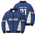 New Zealand Rugby Pacific Custom Bomber Puffer Jacket Kahurangi Auckland All Blue - Aussie Hoodie