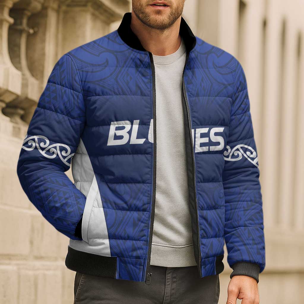 New Zealand Rugby Pacific Custom Bomber Puffer Jacket Kahurangi Auckland All Blue - Aussie Hoodie