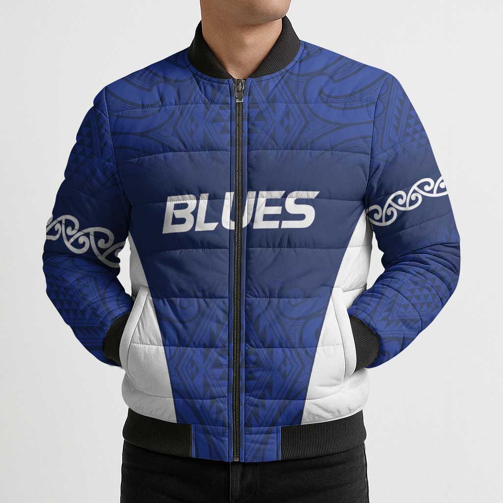New Zealand Rugby Pacific Custom Bomber Puffer Jacket Kahurangi Auckland All Blue - Aussie Hoodie