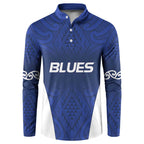 New Zealand Rugby Pacific Custom Button Sweatshirt Kahurangi Auckland All Blue