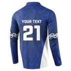 New Zealand Rugby Pacific Custom Button Sweatshirt Kahurangi Auckland All Blue