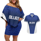 New Zealand Rugby Pacific Custom Couples Matching Off Shoulder Short Dress and Hawaiian Shirt Kahurangi Auckland All Blue