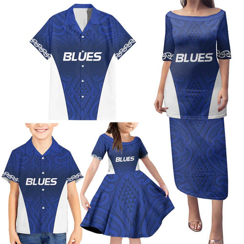 New Zealand Rugby Pacific Custom Family Matching Puletasi and Hawaiian Shirt Kahurangi Auckland All Blue