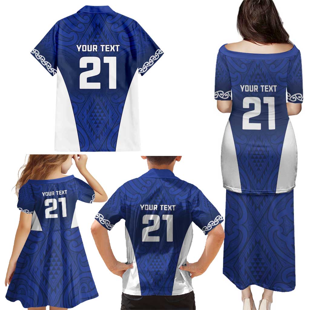 New Zealand Rugby Pacific Custom Family Matching Puletasi and Hawaiian Shirt Kahurangi Auckland All Blue