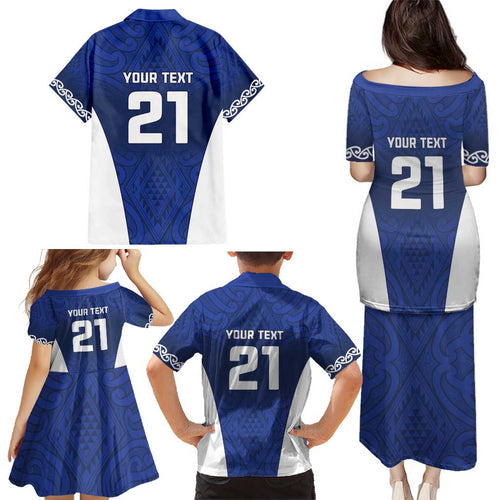 New Zealand Rugby Pacific Custom Family Matching Puletasi and Hawaiian Shirt Kahurangi Auckland All Blue