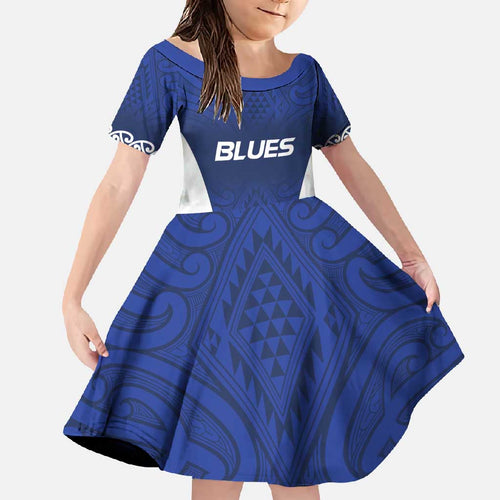 New Zealand Rugby Pacific Custom Family Matching Summer Maxi Dress and Hawaiian Shirt Kahurangi Auckland All Blue