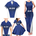 New Zealand Rugby Pacific Custom Family Matching Tank Maxi Dress and Hawaiian Shirt Kahurangi Auckland All Blue