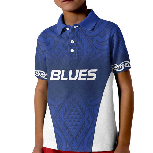 New Zealand Rugby Pacific Custom Kid Polo Shirt Kahurangi Auckland All Blue