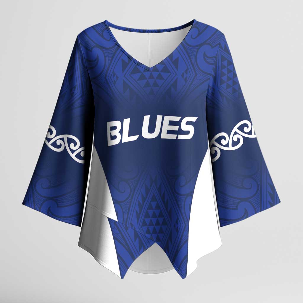 New Zealand Rugby Pacific Custom Kimono Sleeve Blouse Kahurangi Auckland All Blue - Aussie Hoodie