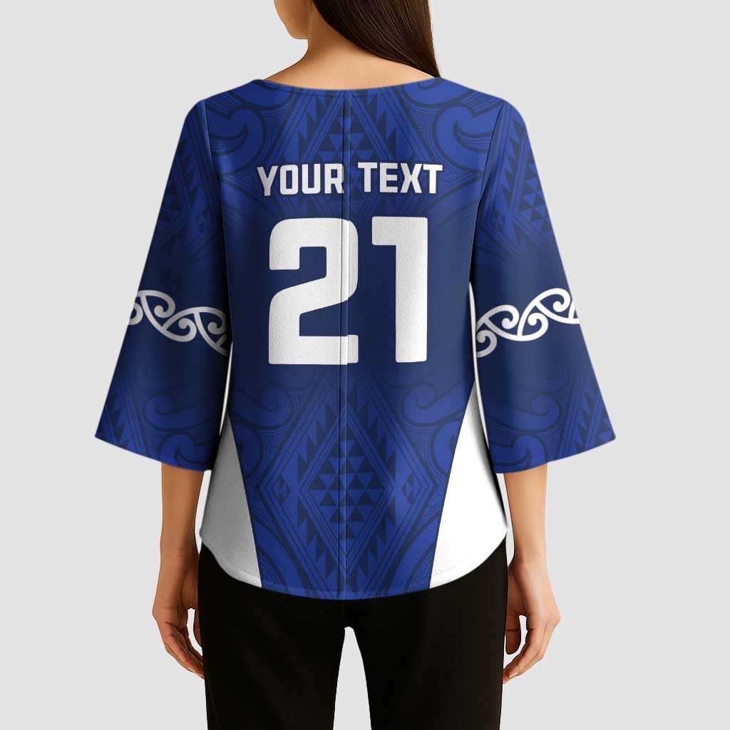 New Zealand Rugby Pacific Custom Kimono Sleeve Blouse Kahurangi Auckland All Blue - Aussie Hoodie