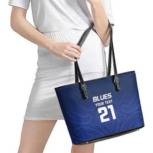 New Zealand Rugby Pacific Custom Leather Tote Bag Kahurangi Auckland All Blue