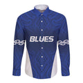New Zealand Rugby Pacific Custom Long Sleeve Button Shirt Kahurangi Auckland All Blue
