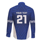 New Zealand Rugby Pacific Custom Long Sleeve Button Shirt Kahurangi Auckland All Blue