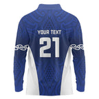 New Zealand Rugby Pacific Custom Long Sleeve Polo Shirt Kahurangi Auckland All Blue
