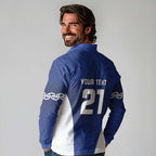 New Zealand Rugby Pacific Custom Long Sleeve Polo Shirt Kahurangi Auckland All Blue